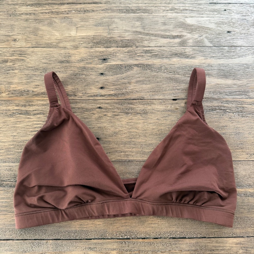 Victoria's Secret PINK Brown Triangle Bralette Wireless Adjustable Straps L-DD